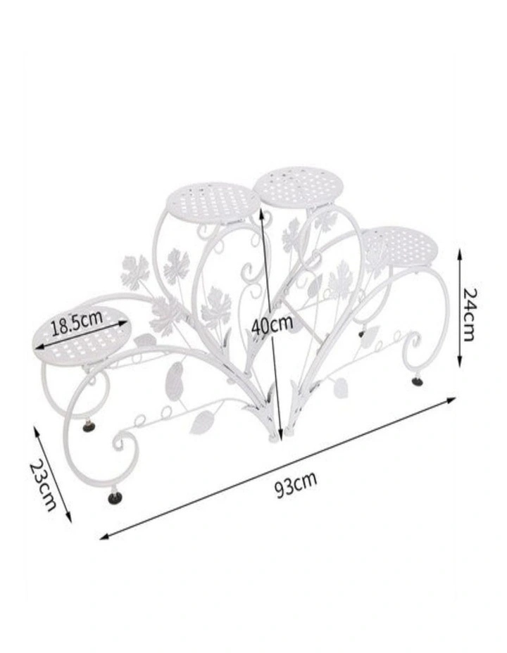 2-Piece 4-Tier Metal Plant Stand Set Flower Pot Holder for Indoor Outdoor Garden image 3