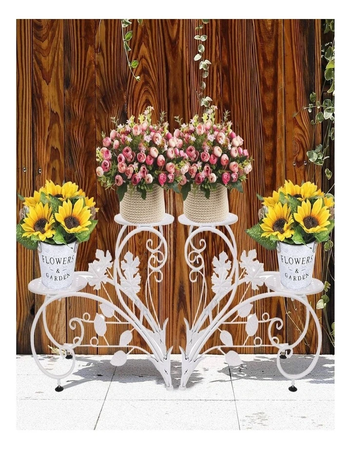 2-Piece 4-Tier Metal Plant Stand Set Flower Pot Holder for Indoor Outdoor Garden image 4