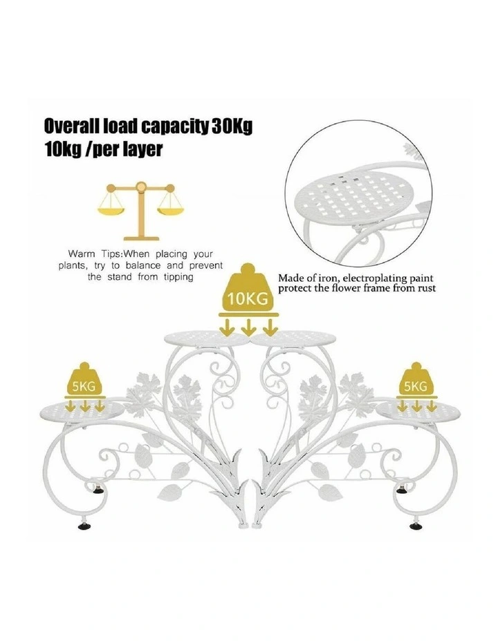 2-Piece 4-Tier Metal Plant Stand Set Flower Pot Holder for Indoor Outdoor Garden image 5