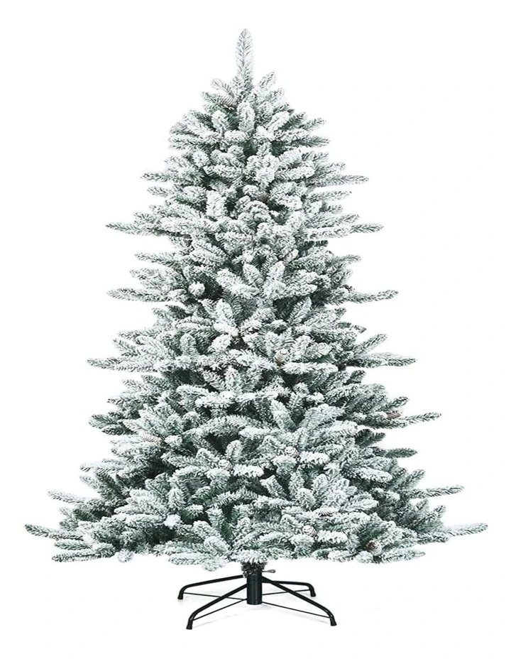 1.8m Snow Flocked Artificial Christmas Tree  Hinged Full Xmas Tree image 1