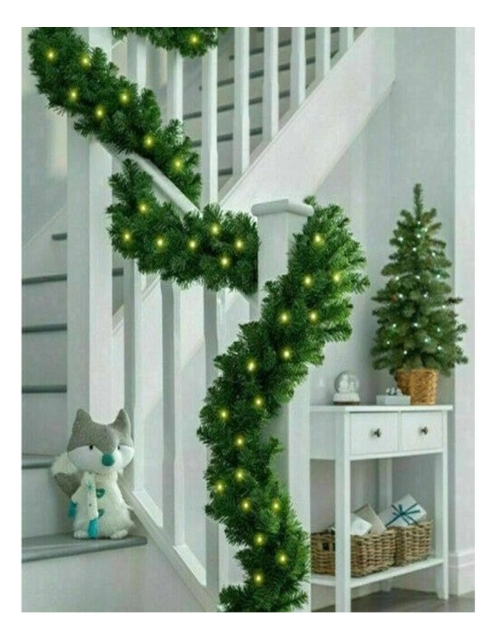 9ft Artificial Christmas Garland with LED Lights Festive Greenery Decor image 3