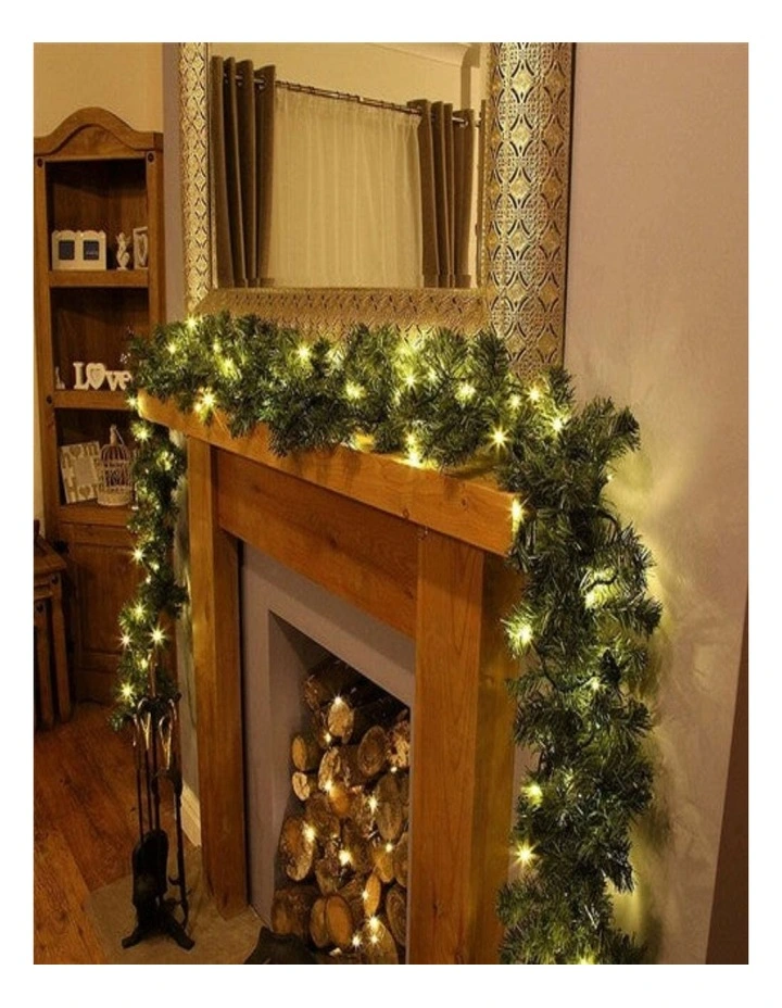 9ft Artificial Christmas Garland with LED Lights Festive Greenery Decor image 4