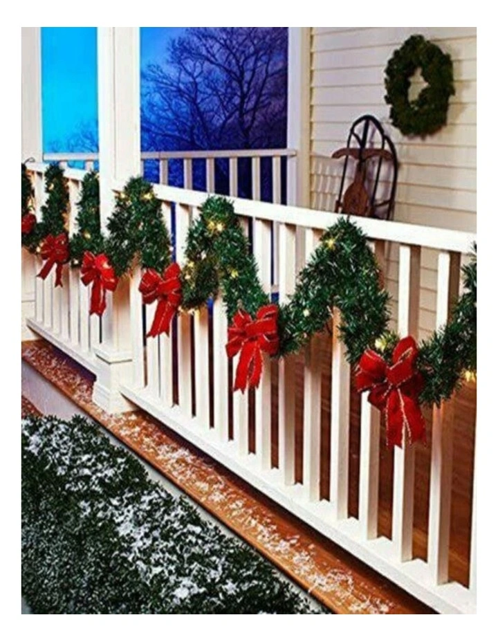 9ft Artificial Christmas Garland with LED Lights Festive Greenery Decor image 5