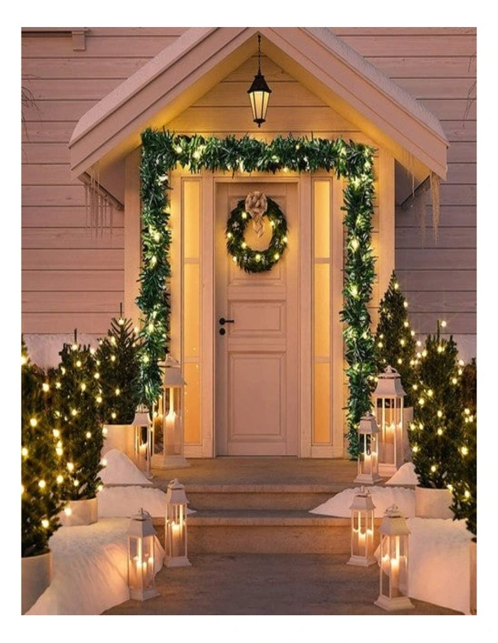 9ft Artificial Christmas Garland with LED Lights Festive Greenery Decor image 7