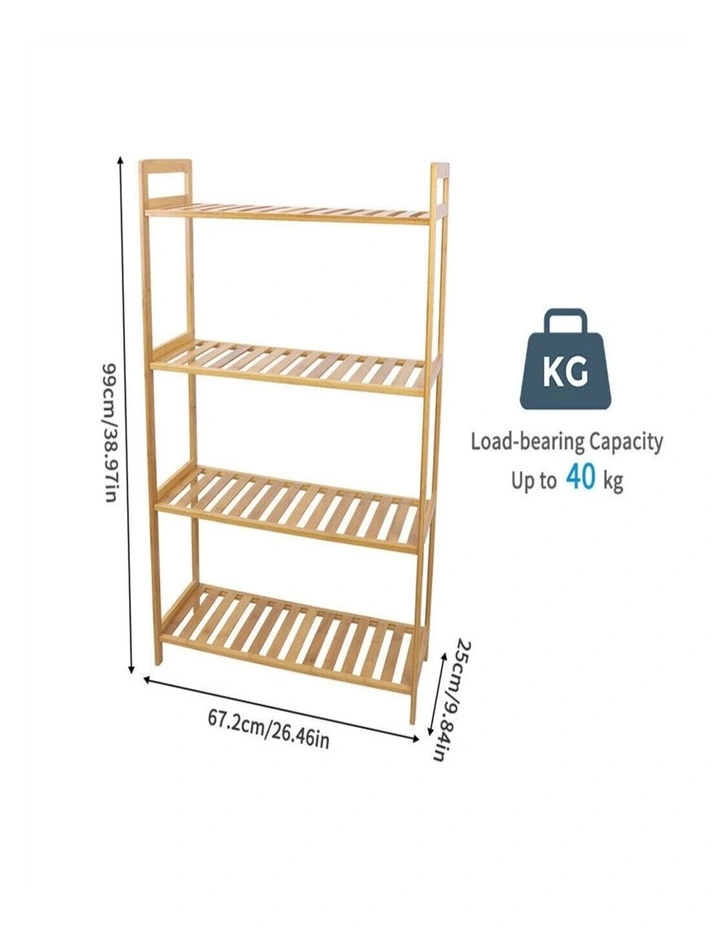 4-Tier Bamboo Plant Stand & Storage Shelf Indoor Flower Pot Display Rack image 3