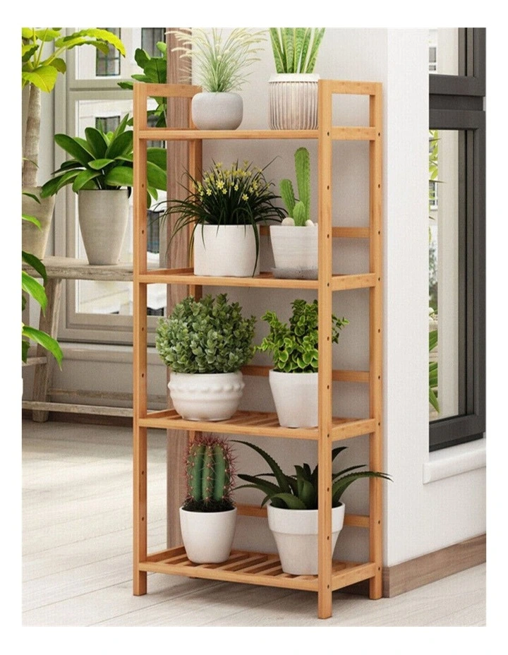 4-Tier Bamboo Plant Stand & Storage Shelf Indoor Flower Pot Display Rack image 4