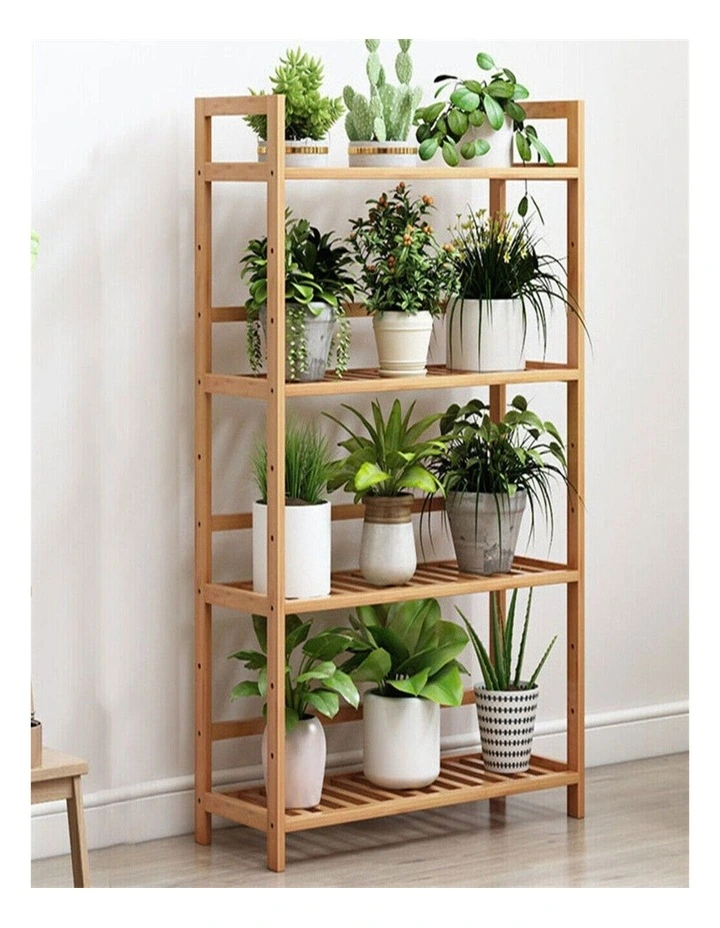4-Tier Bamboo Plant Stand & Storage Shelf Indoor Flower Pot Display Rack image 5