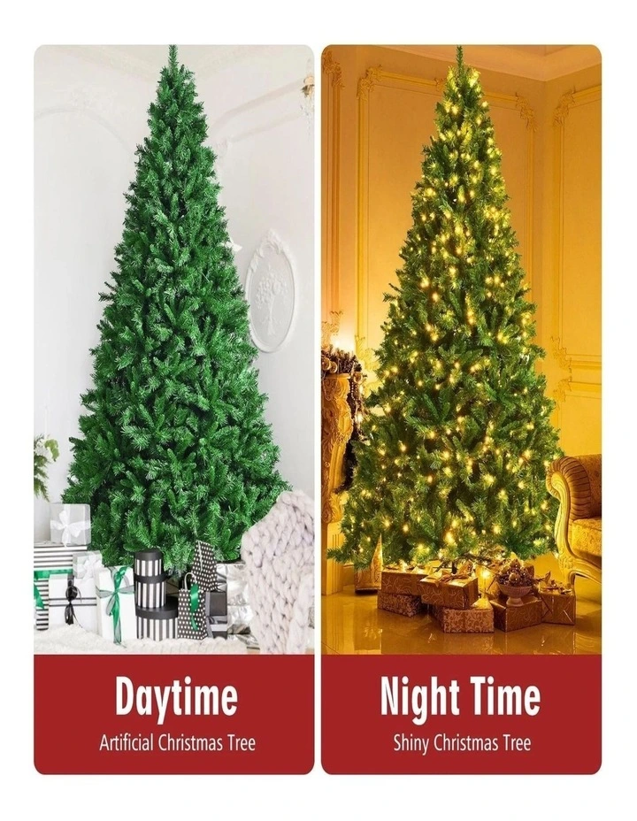 7ft Snow Flocked Artificial Christmas Tree with Pine Cones 210cm image 2