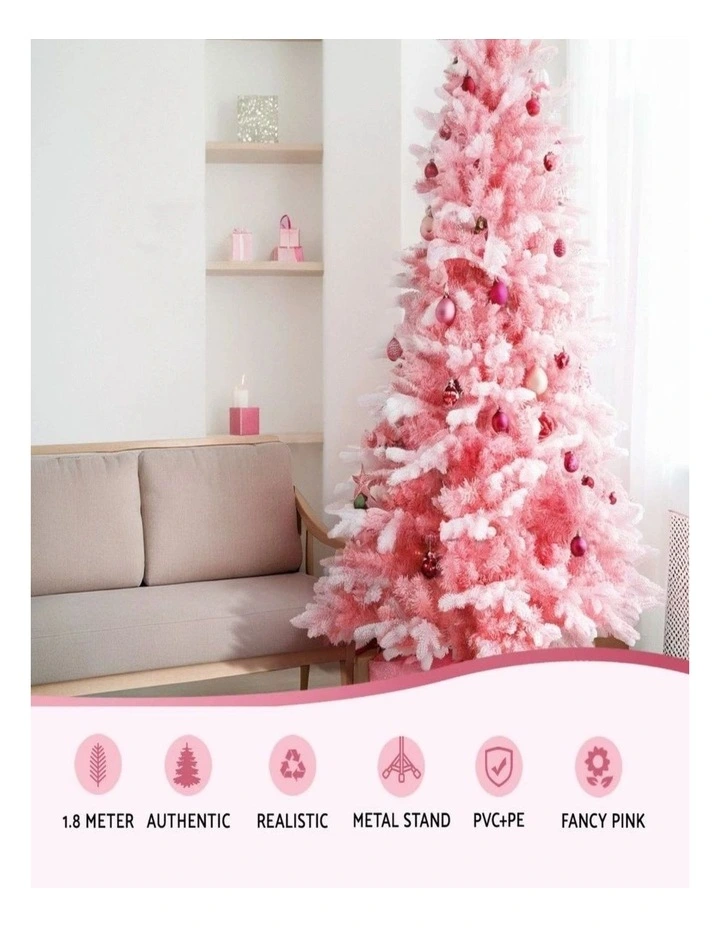 6ft Pink Artificial Christmas Tree  1.8m Hinged Spruce with 1036 Tips image 3