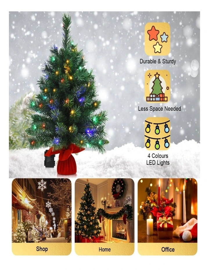 66cm Pre-Lit Tabletop Christmas Tree with 8 Flashing Light Modes image 3