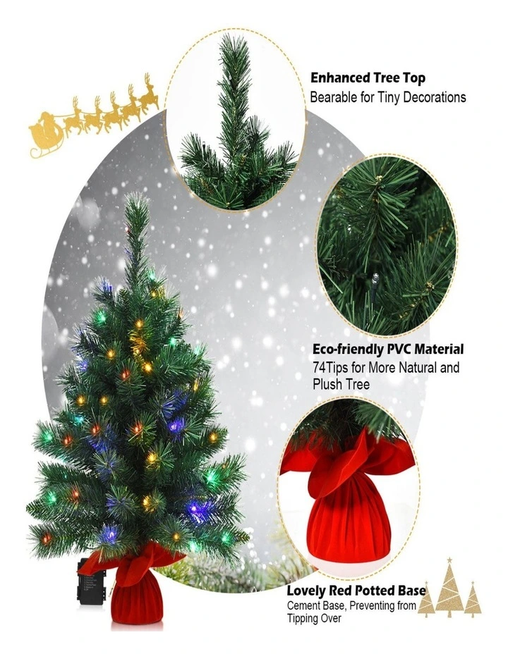66cm Pre-Lit Tabletop Christmas Tree with 8 Flashing Light Modes image 4