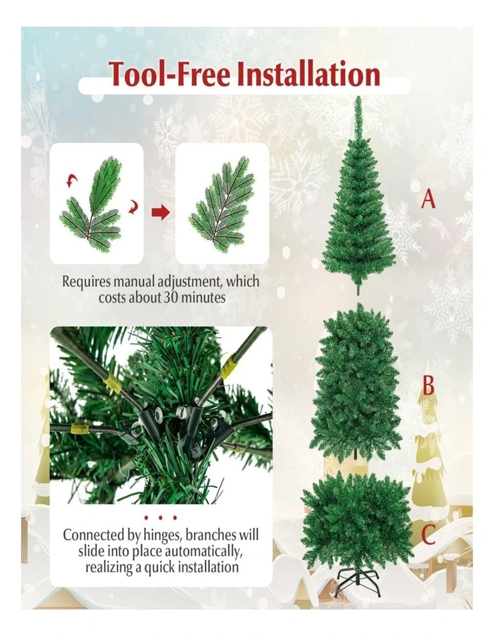 Pre-Lit Artificial Christmas Tree with LED Lights Festive Xmas Decor image 5