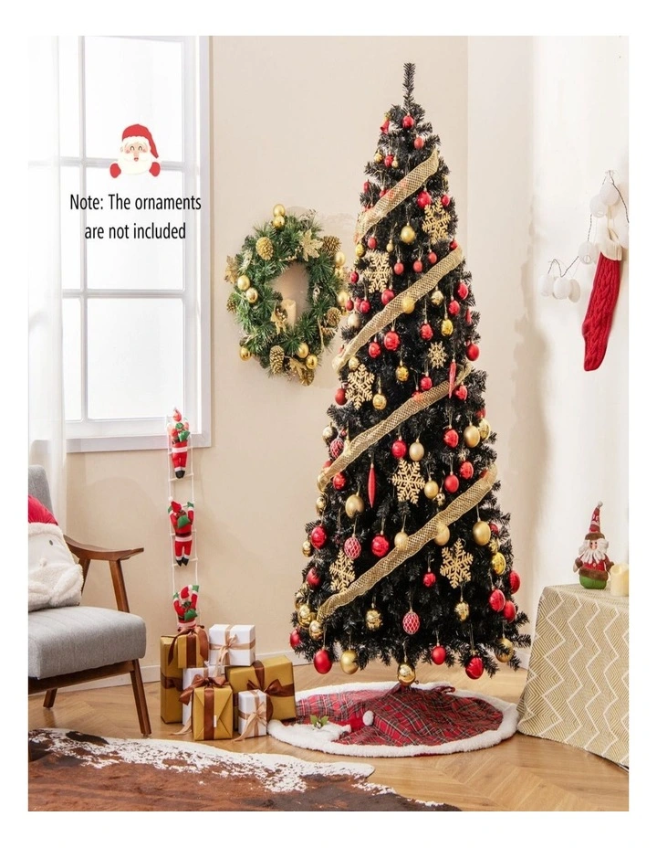 Pre-Lit Black Artificial Christmas Tree with Bendable Top image 3