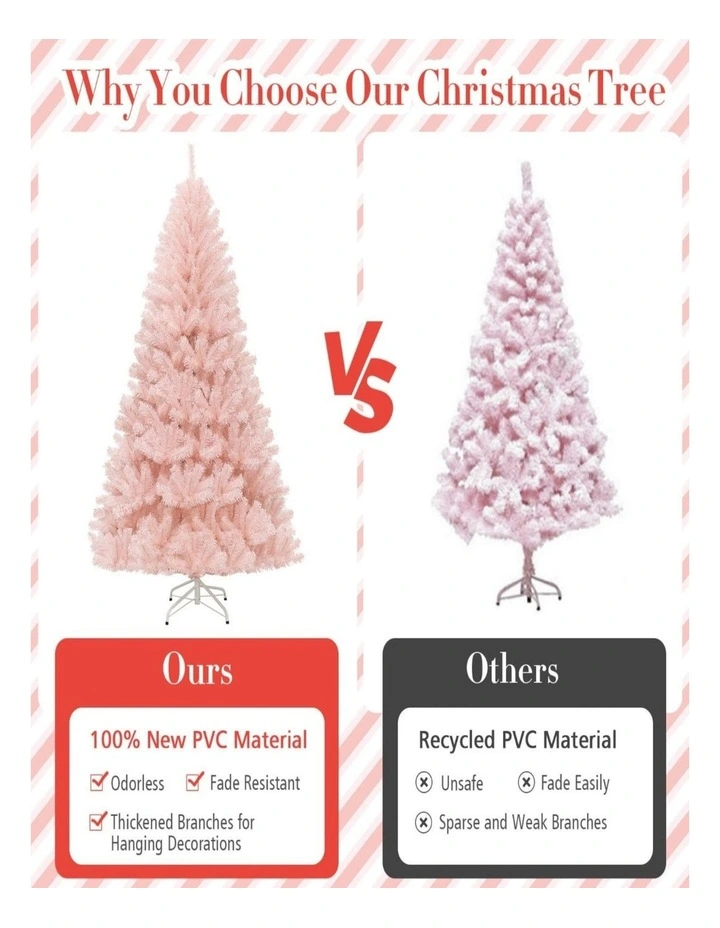 1.8m Hinged Artificial Christmas Tree with Sturdy Metal Stand Xmas Decor image 3