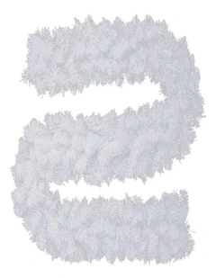 White Christmas Garland with LED Lights  Stair Fireplace Wreath Decor