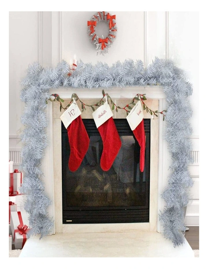 White Christmas Garland with LED Lights  Stair Fireplace Wreath Decor image 2