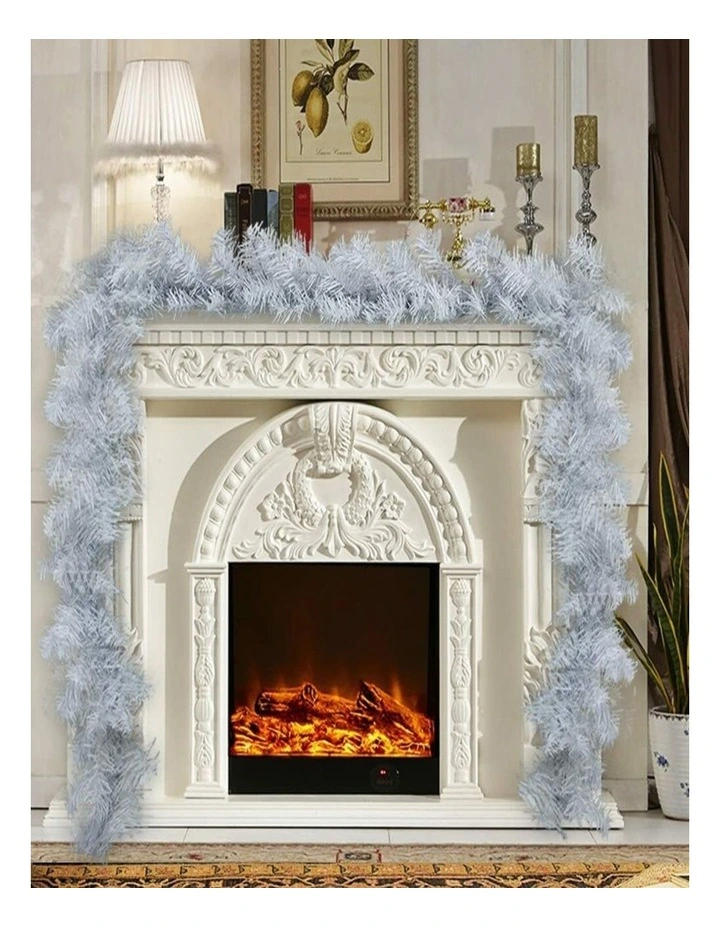 White Christmas Garland with LED Lights  Stair Fireplace Wreath Decor image 3