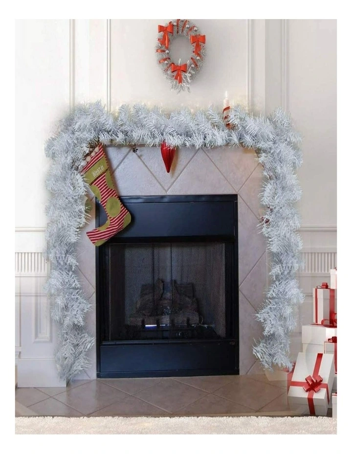 White Christmas Garland with LED Lights  Stair Fireplace Wreath Decor image 4