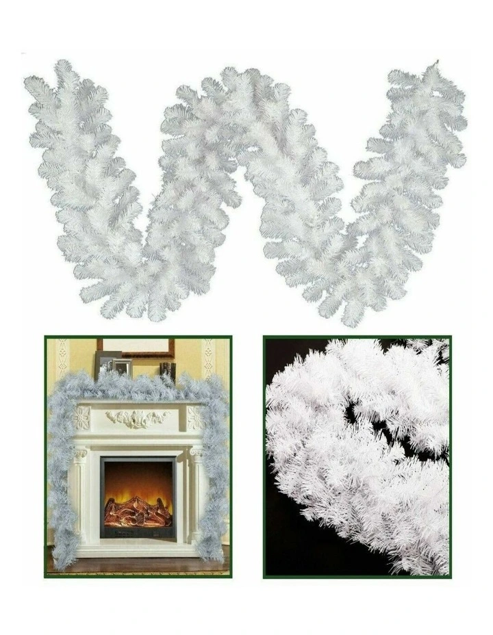 White Christmas Garland with LED Lights  Stair Fireplace Wreath Decor image 5