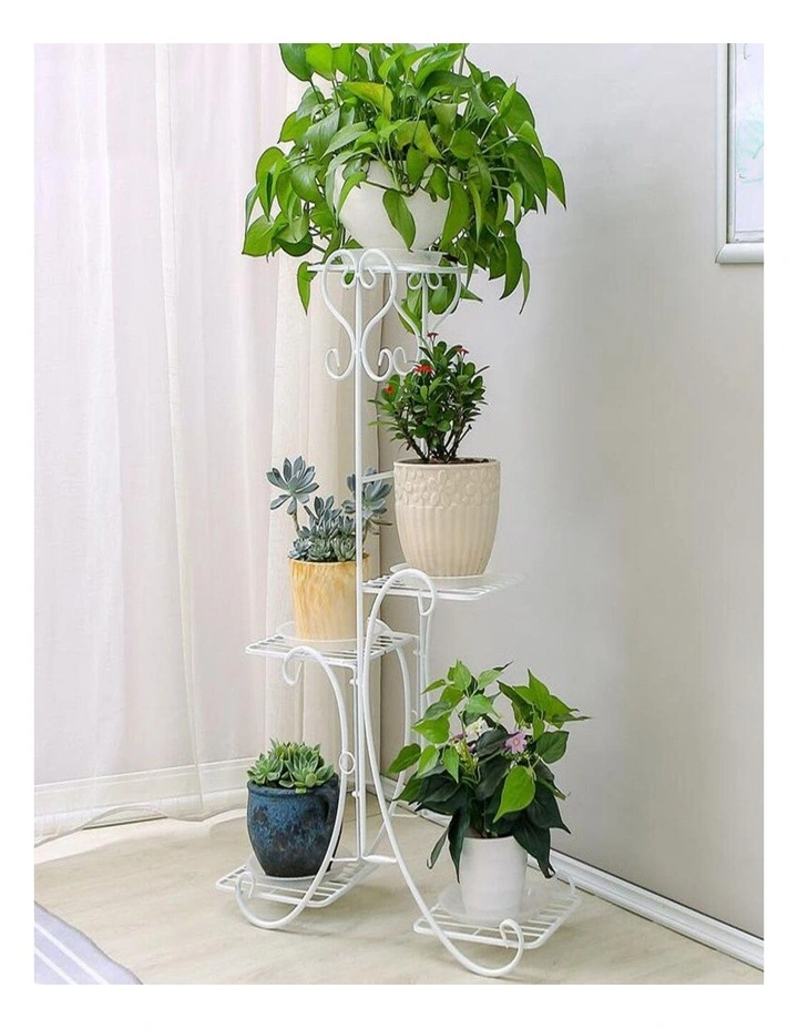 Metal & Wood Plant Stand Shelf Indoor Outdoor Flower Pot Display Rack for Home Garden image 2