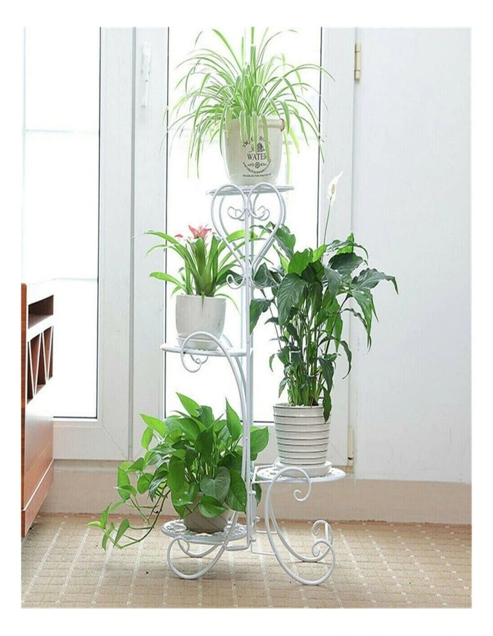 Metal & Wood Plant Stand Shelf Indoor Outdoor Flower Pot Display Rack for Home Garden image 3