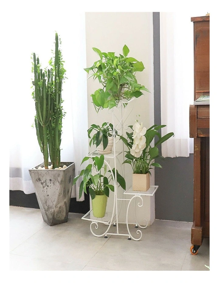 Metal & Wood Plant Stand Shelf Indoor Outdoor Flower Pot Display Rack for Home Garden image 4