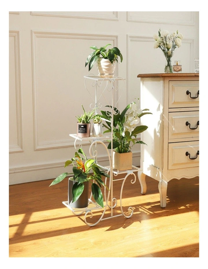 Metal & Wood Plant Stand Shelf Indoor Outdoor Flower Pot Display Rack for Home Garden image 5