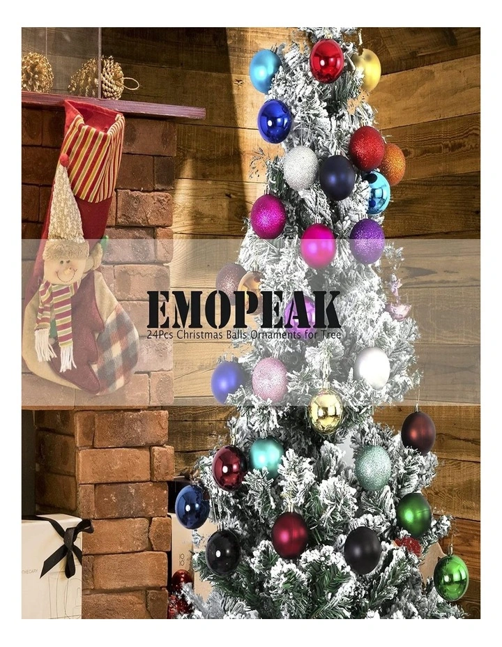 24pc Christmas Tree Bauble Decoration Set Festive Xmas Ornaments image 4