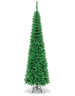 1.98m Pencil Artificial Christmas Tree with LED Lights  Home & Store Decor