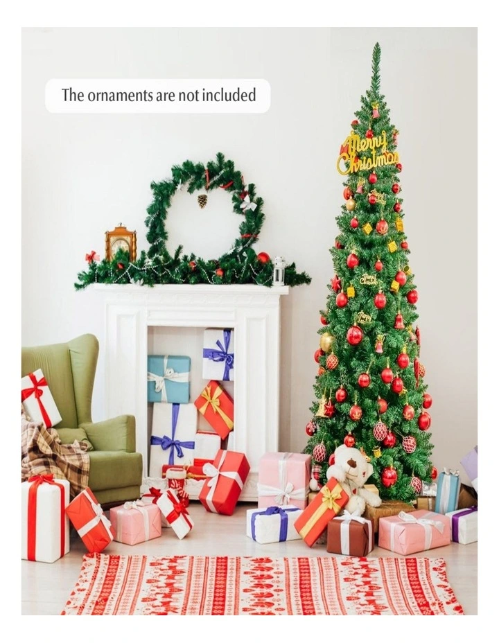 1.98m Pencil Artificial Christmas Tree with LED Lights  Home & Store Decor image 3