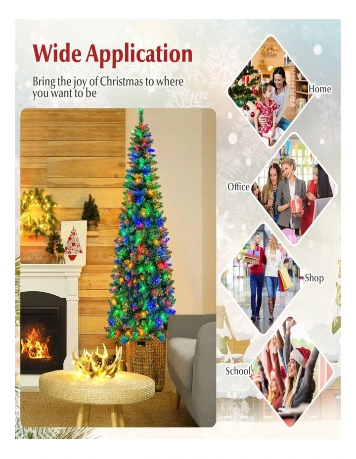 1.98m Pencil Artificial Christmas Tree with LED Lights  Home & Store Decor image 5