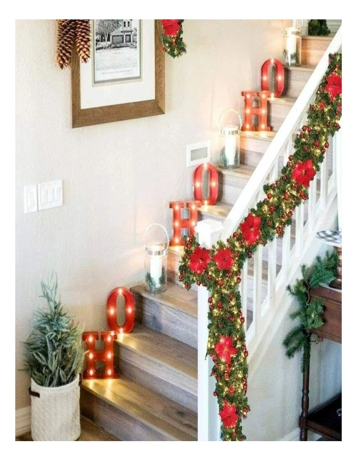 9ft Snowy Pine Christmas Garland with LED Lights  Artificial Xmas Decor image 4