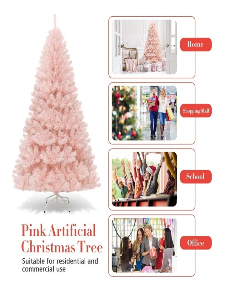 2.1m Hinged Artificial Christmas Tree with Sturdy Metal Stand  Xmas Decor image 6