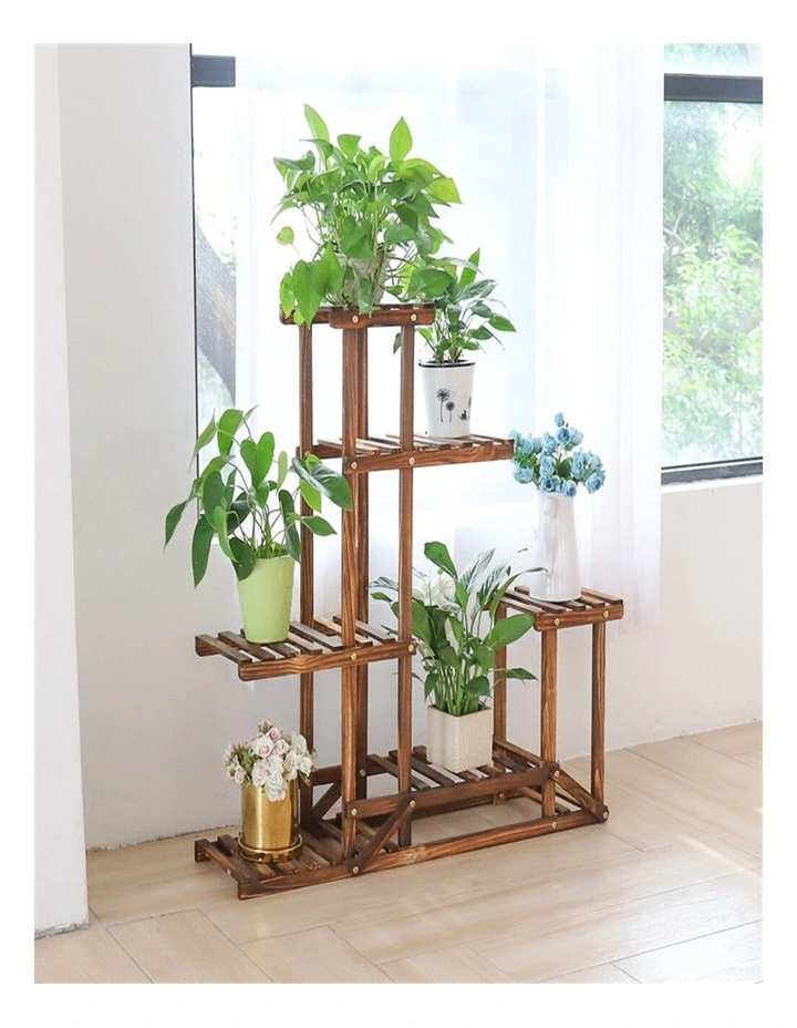 6-Tier Rustic Wooden Step Plant Stand Indoor Outdoor Garden Flower Pot Display Shelf image 4