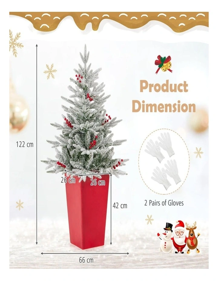 122cm Pre-Lit Potted Artificial Entrance Christmas Tree with 313 Tips image 2