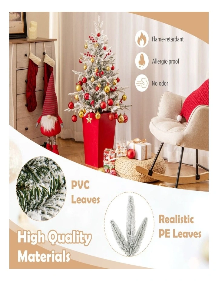 122cm Pre-Lit Potted Artificial Entrance Christmas Tree with 313 Tips image 5