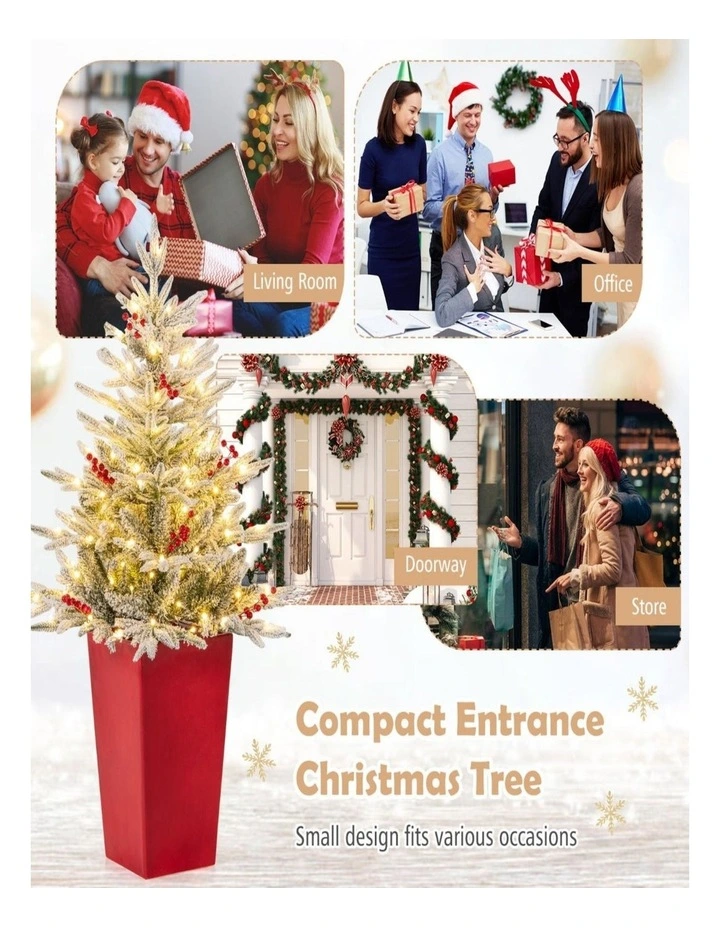 122cm Pre-Lit Potted Artificial Entrance Christmas Tree with 313 Tips image 7