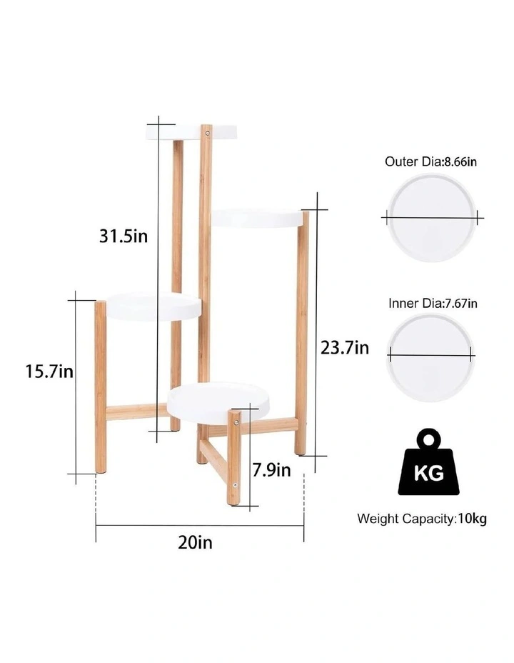 4-Tier Corner Plant Stand Flower Pot Holder Shelf for Indoor Outdoor Garden & Balcony image 3