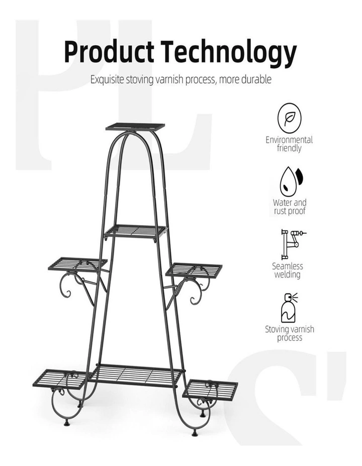 7-Tier Metal Plant Stand  Multi-Level Flower Pot Shelf for Garden Patio & Balcony image 4