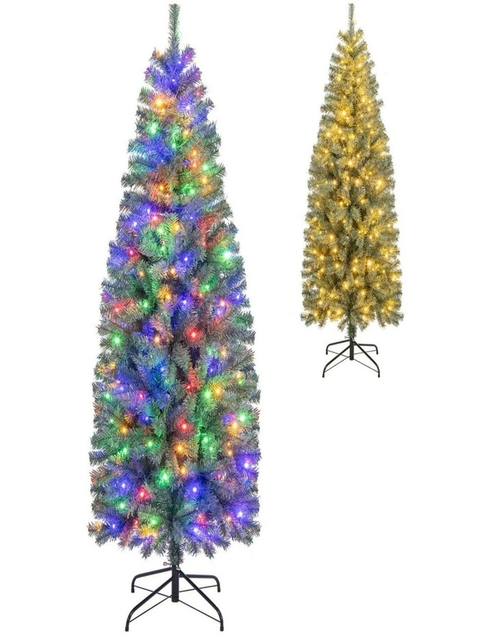 Pre-Lit Slim Pencil Artificial Christmas Tree with LED Lights & 9 Modes image 1