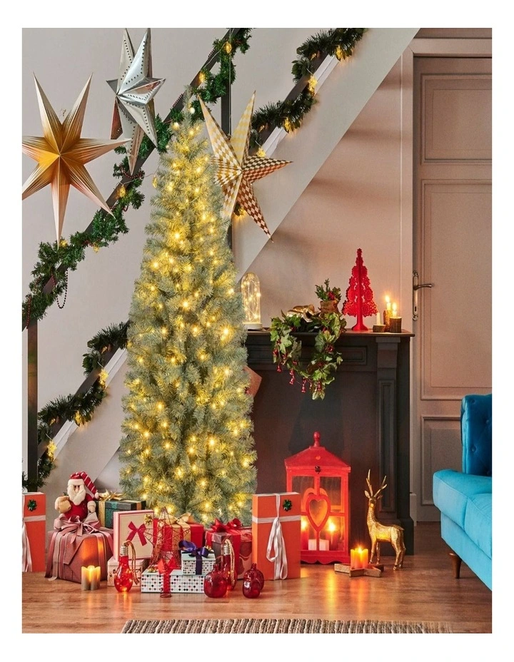 Pre-Lit Slim Pencil Artificial Christmas Tree with LED Lights & 9 Modes image 2