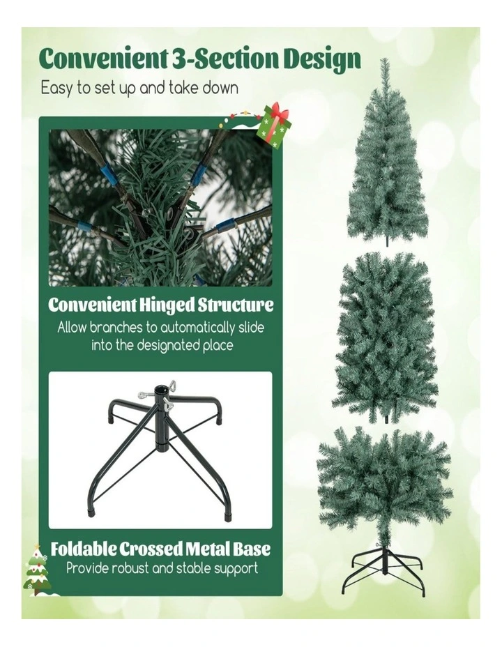 Pre-Lit Slim Pencil Artificial Christmas Tree with LED Lights & 9 Modes image 3
