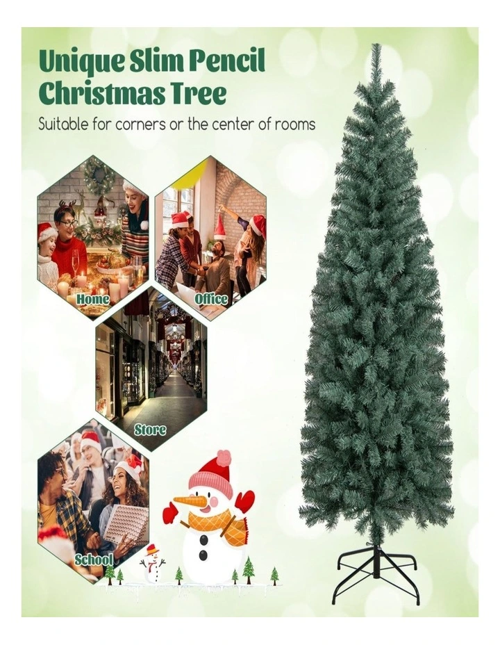 Pre-Lit Slim Pencil Artificial Christmas Tree with LED Lights & 9 Modes image 7