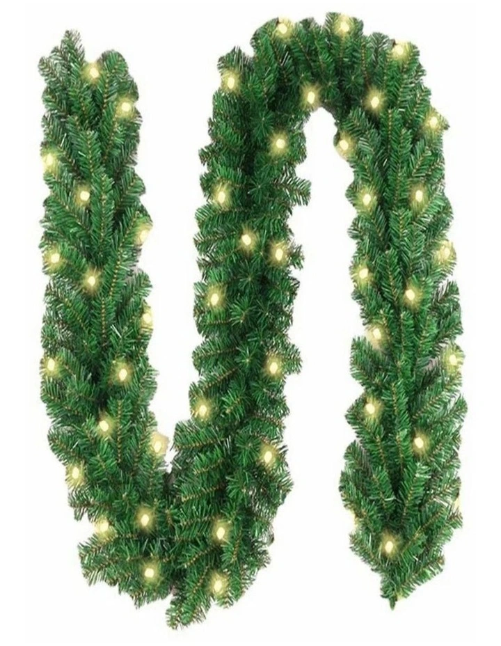 9ft Bushy Christmas Garland with LED Lights  Stair Fireplace Xmas Decor image 1