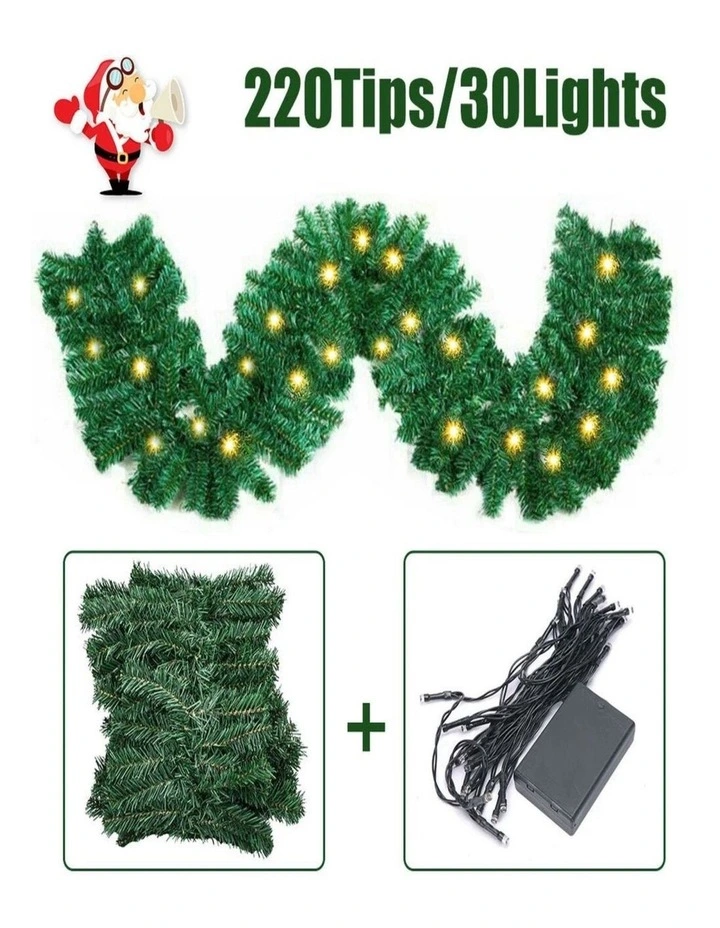 9ft Bushy Christmas Garland with LED Lights  Stair Fireplace Xmas Decor image 2