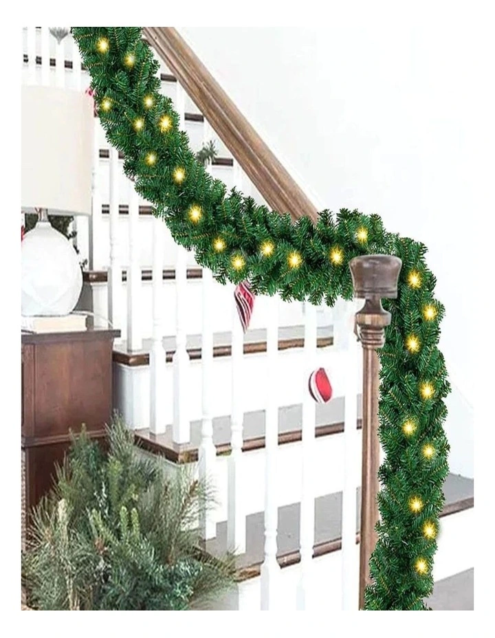 9ft Bushy Christmas Garland with LED Lights  Stair Fireplace Xmas Decor image 4