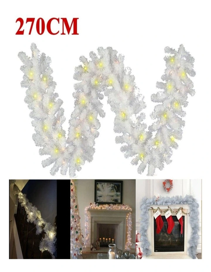 White Christmas Garland Wreath with LED Lights  Festive Xmas Decor image 6