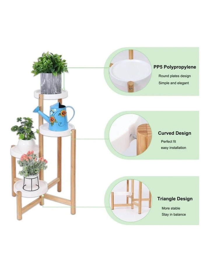 4-Tier Bamboo Plant Stand  Indoor Flower Pot Holder Shelf for Home & Balcony image 2