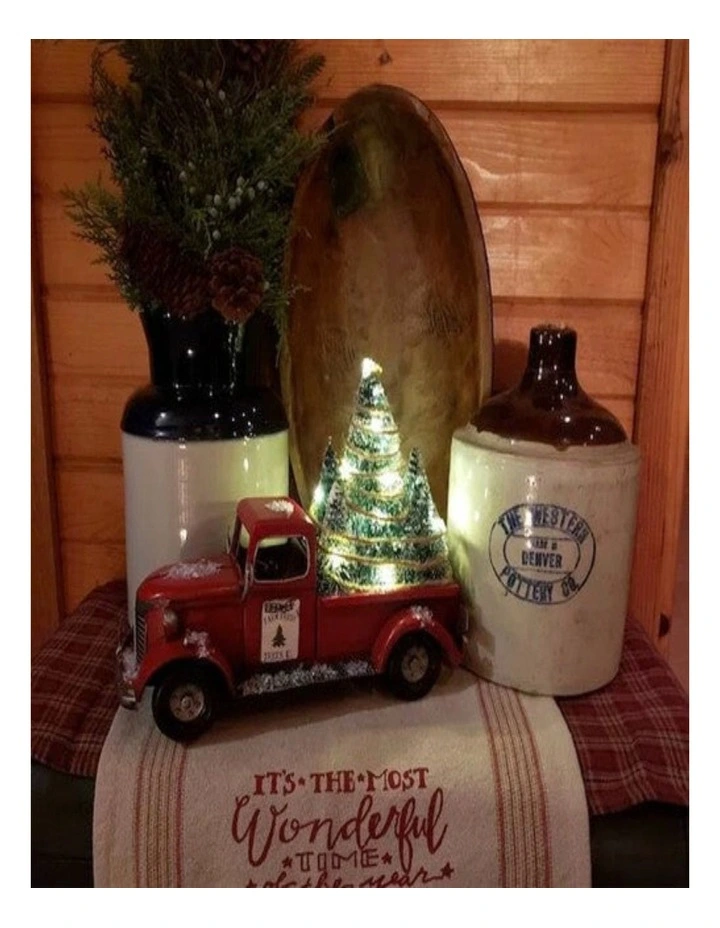 Red Truck Christmas Tree with Lights Xmas Table Centrepiece Decoration image 3