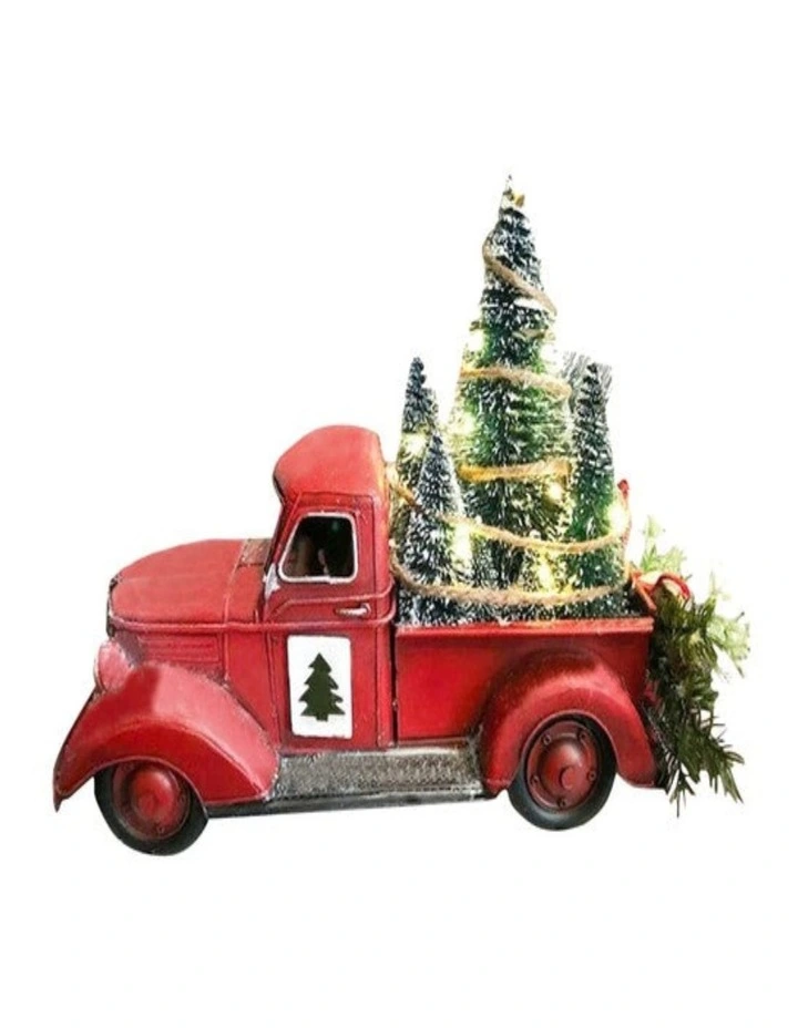 Red Truck Christmas Tree with Lights Xmas Table Centrepiece Decoration image 4
